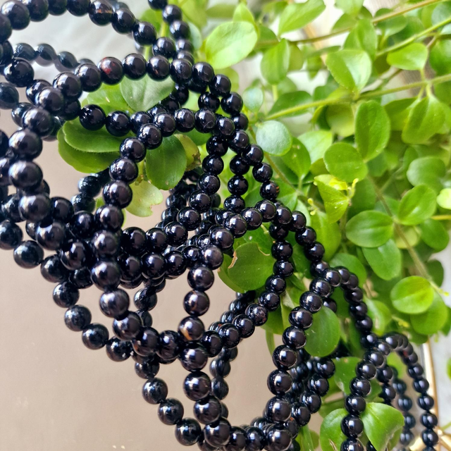 Black tourmaline 6mm beaded bracelet 
