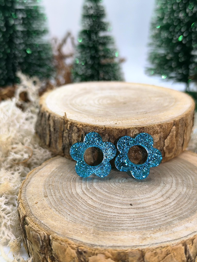 Pampilles interchangeables bleu turquoise pailletté