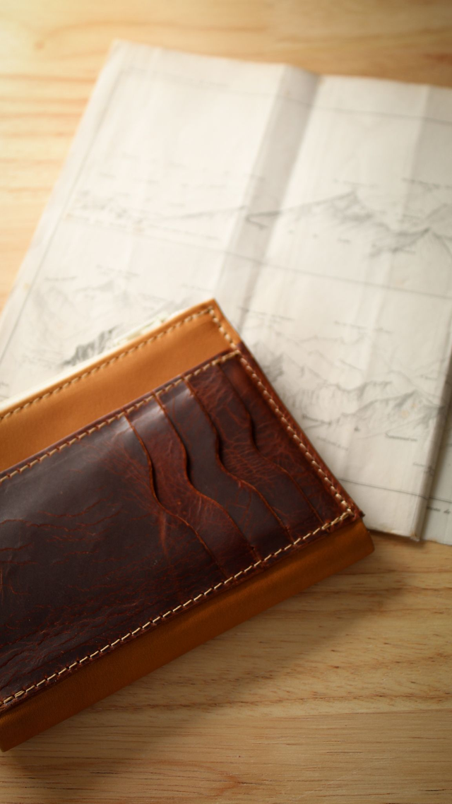 EDEL - Portefeuille marron et ocre complet et compact pour homme et femme