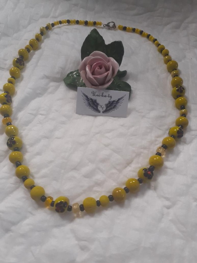 Gelbe Millefiori Kette Vintage