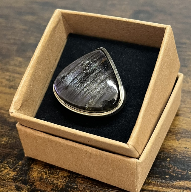 Bague en argent et Labradorite Violette - Taille 55 réglable