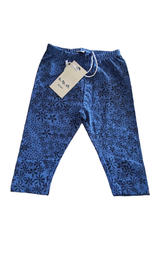 Legging bleu à fleurs 6 mois (5.10.15 Baby)