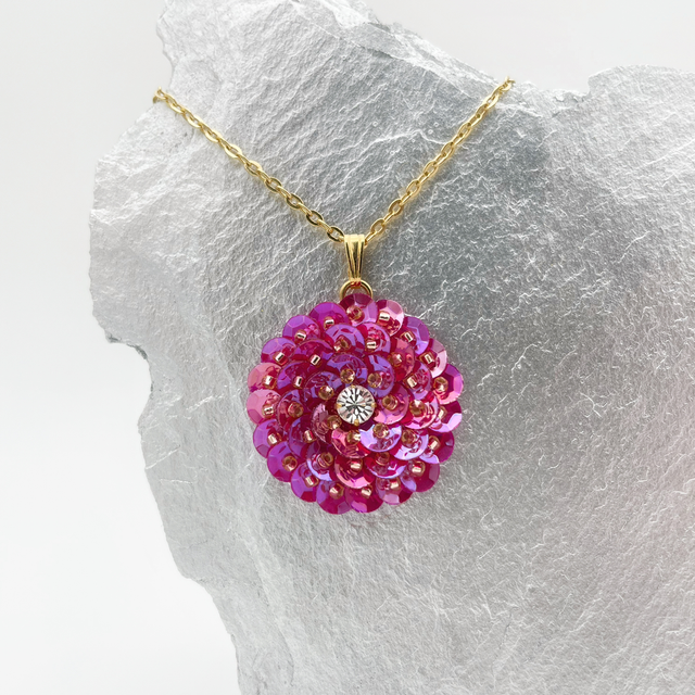 Pendentif ZINNIA - FUCHSIA Ø25mm