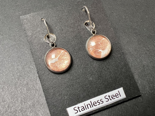 Pink Round Earrings | Stainless Steel