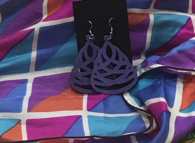 Purple Wood Dangling Earrings- SWDE23