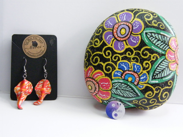 Crochet Biscornu Orange/Rouge/Blanc