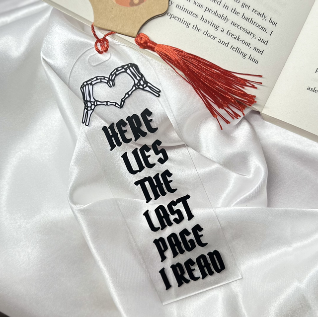 ‘Here lies the last page I read’ Bookmark