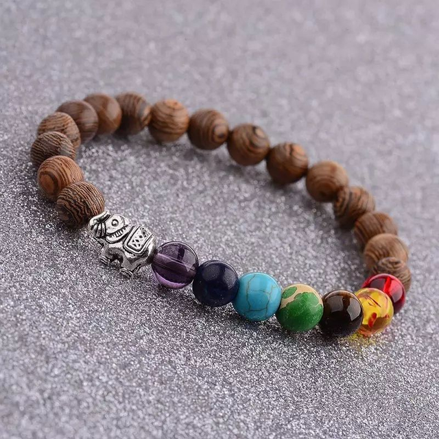 Kralen Armband Olifant | Hout met Chakra kralen