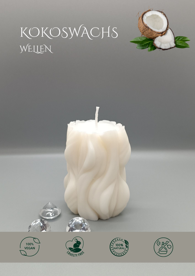 Kokoswachs Kerze Wellen