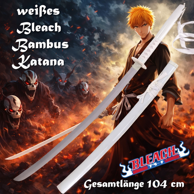 NEU weißes BLEACH Bambus Katana Schwert 104cm groß für Cosplay Anime Manga Fans Merch Deko