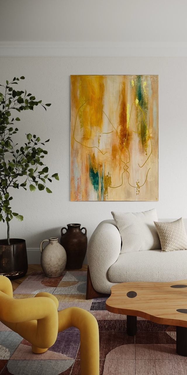 Le Bisou - Art abstrait figuratif contemporain - ethnique / bohème