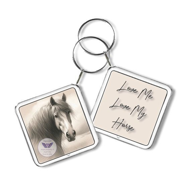Artistic horse print Square Keyring (H06)