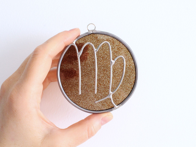 ♍ Suspension astro &quot;Vierge&quot; en vitrail