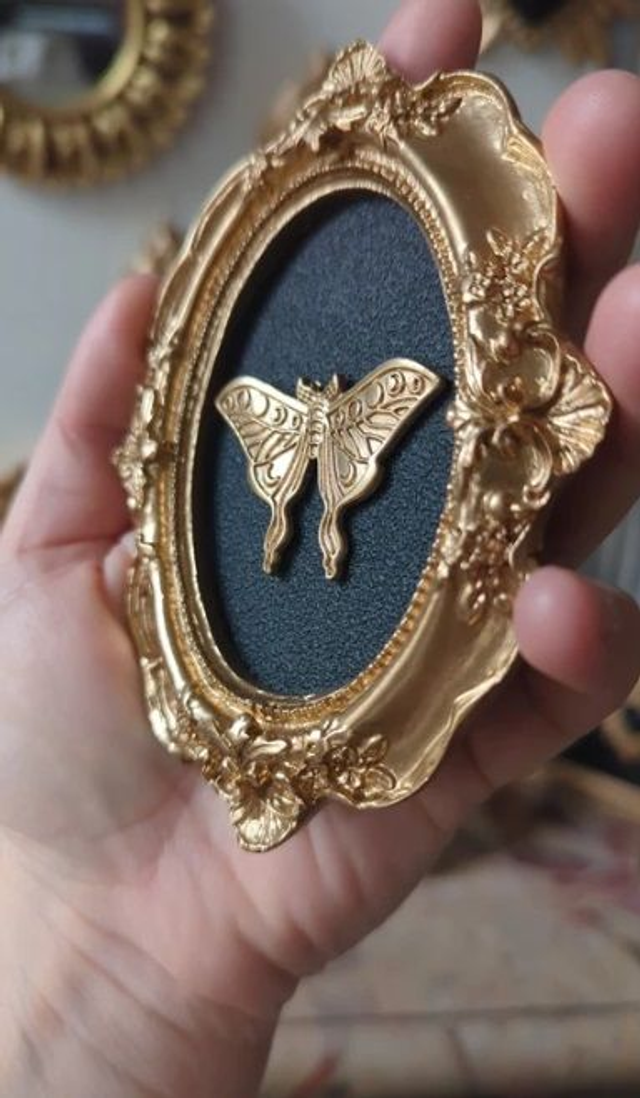 Cadre baroque doré papillon de nuit lunes