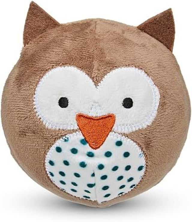 Petface Round Owl Plush Ball Dog Toy