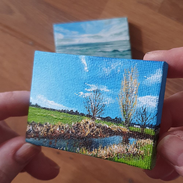 Handbeschilderde magneet 'grasland 001'