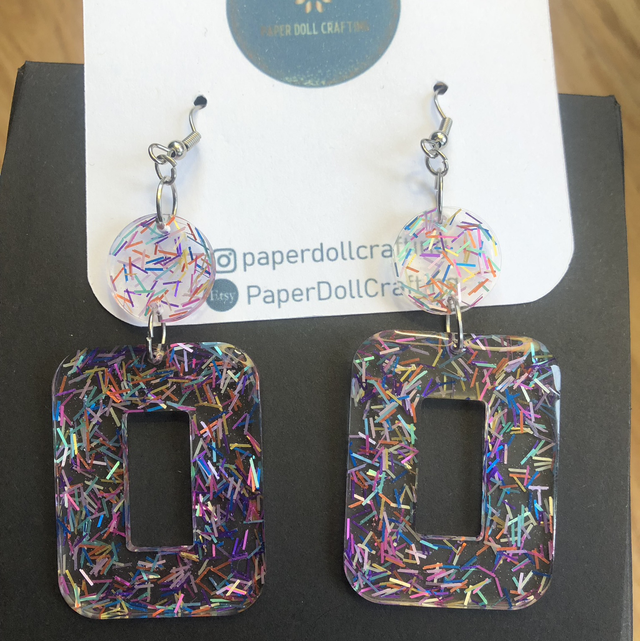 Large Confetti Resin Earrings