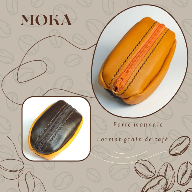 MOKA porte monnaie Grain de café - Orange / Chocolat