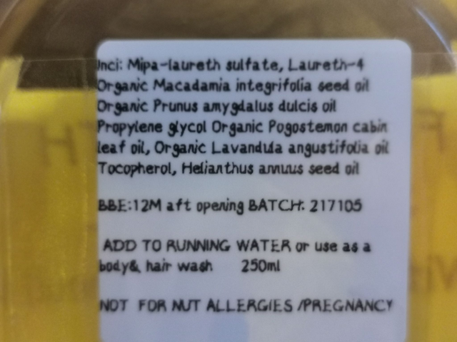 Foaming Shower/Bath Oil - Organic Lavender & Patchouli 250ml