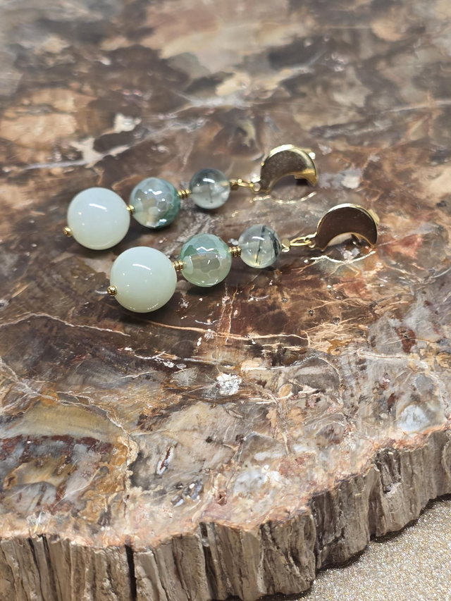 Boucles d'oreilles Jade et Phrénite