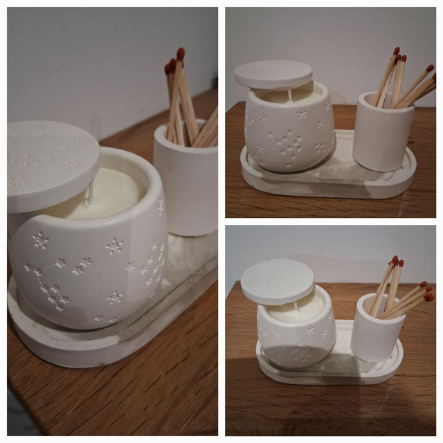 Ensemble jesmonite et bougie parfumée