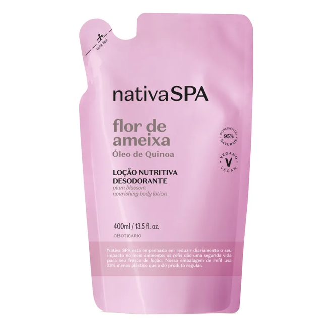 Refil Loção Desodorante Hidratante Corporal Nativa SPA Flor de Ameixa 400ml
