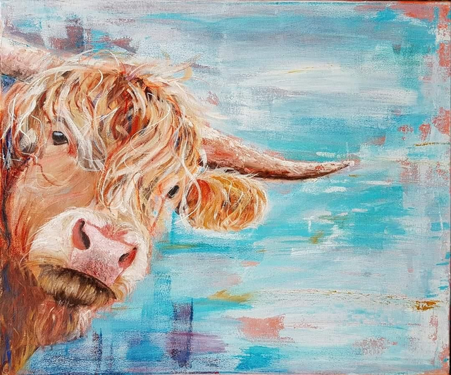 'Angus' Highland Cow, limited edition print 40 x 50 cm
