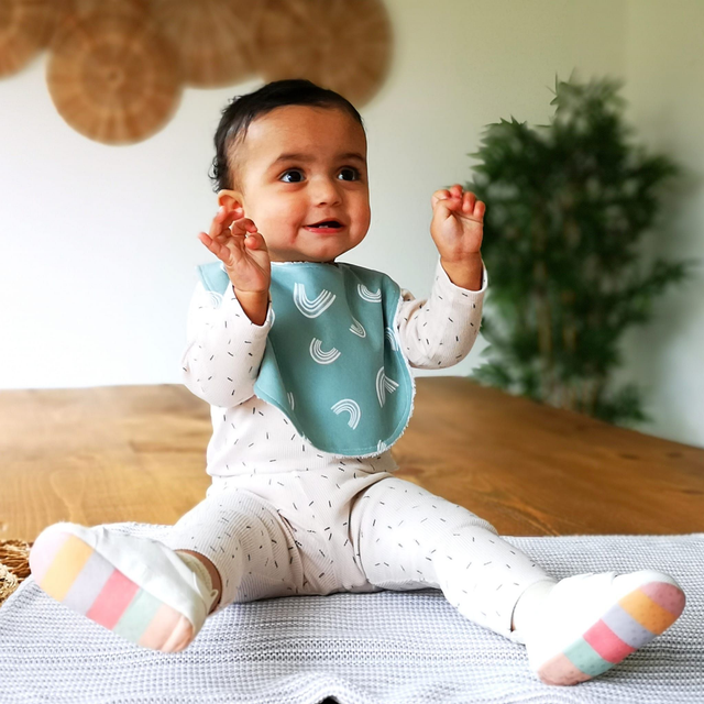 Baby Bib - Sage Green Rainbows