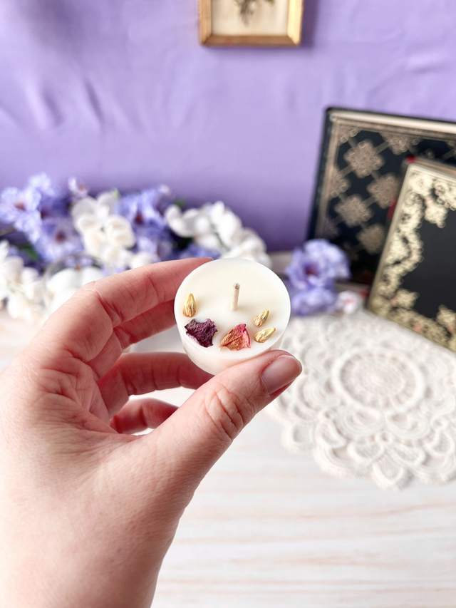 💜 Mini bougie fleurie - parfum Rose Ancienne (à l'unité)
