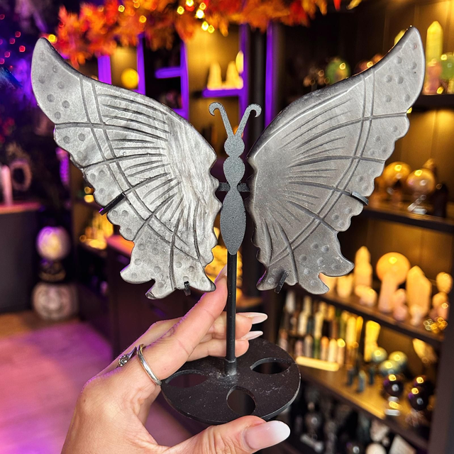 Silver Sheen Obsidian Butterfly Wings R57H1