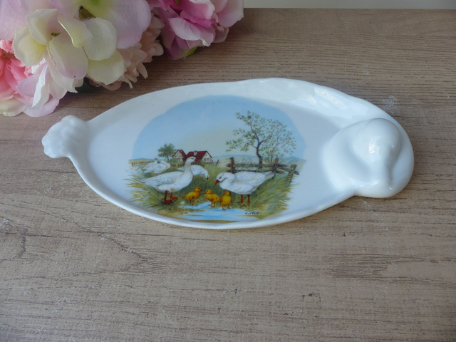 Plat de Service Limoges Vintage - Décor Oiseaux et Canards, Idéal Foie Gras et Maison de Campagne - Vaisselle Française - Charme Champêtre