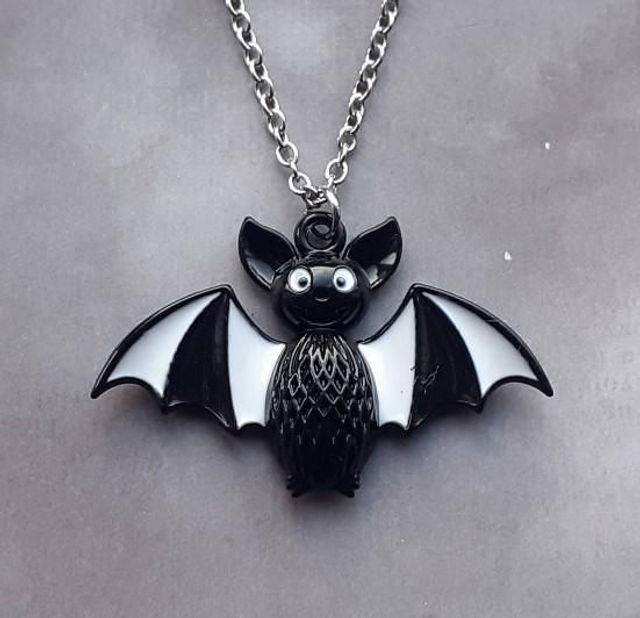 Black and White Bat Necklace