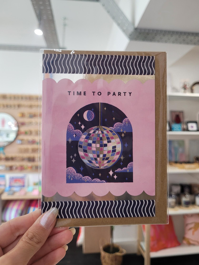 Time To Party Silver Foil Greetings Birthday Card - EV-018