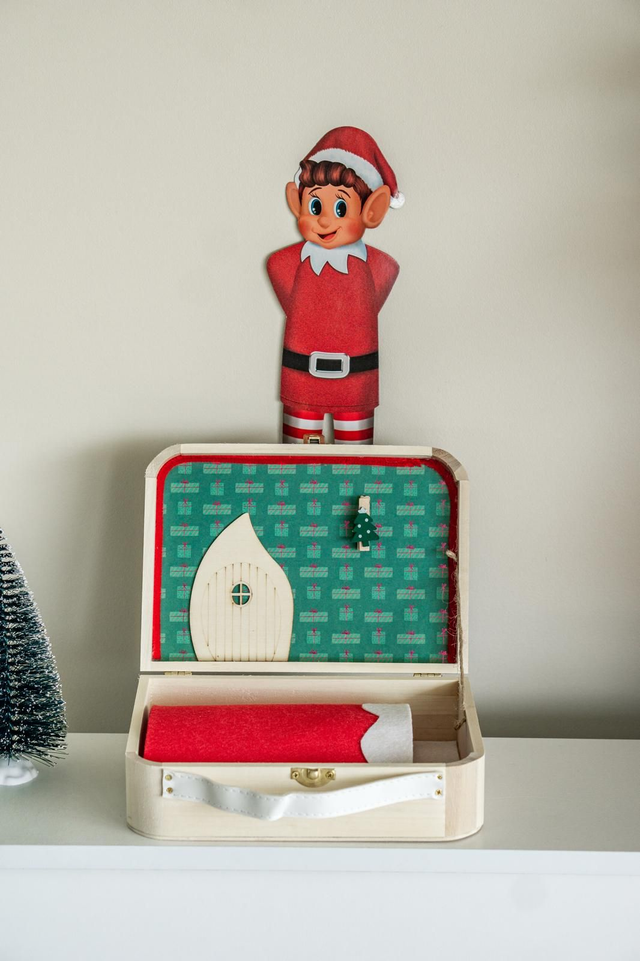 Mini valise magique - motif cadeaux de Noël verts