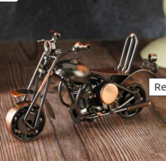 Retro beeldje klassieke motor van metaal (16cm)