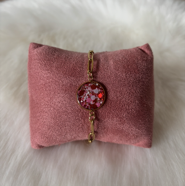 Bracelet Shiny rose/rouge