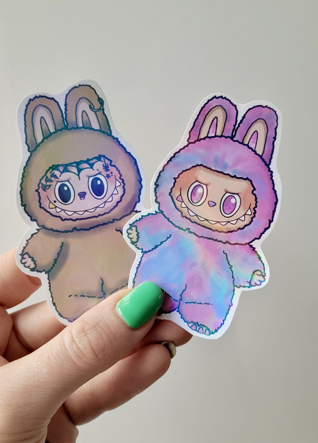 Labubu Sticker - Labubu Inspired Monster – Alt Fan Art Vinyl, Holographic Finish