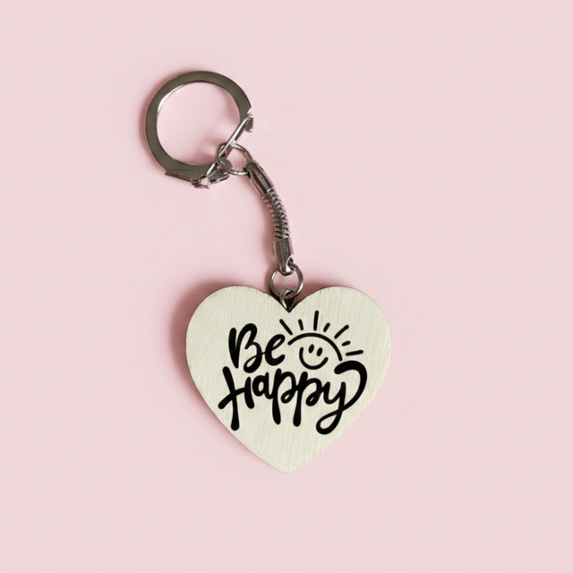 Porte clés coeur Be Happy