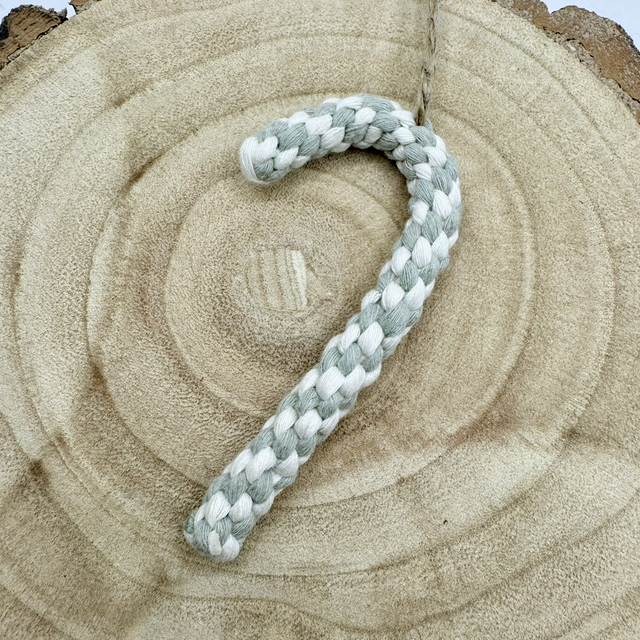 Laurel Green & Natural Macrame Candy Canes 