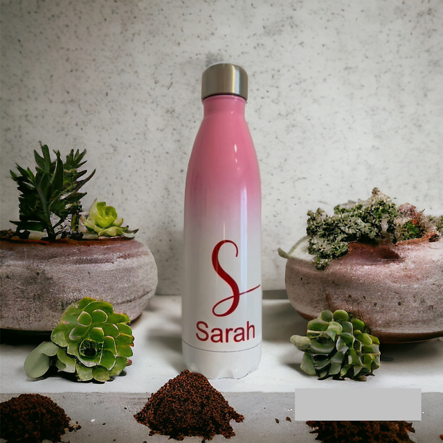 Edelstahl Flasche mit Namen {pink}