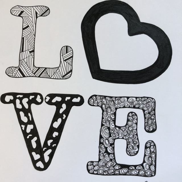 Lettring love - 22 x 22 cm - encadrement blanc 