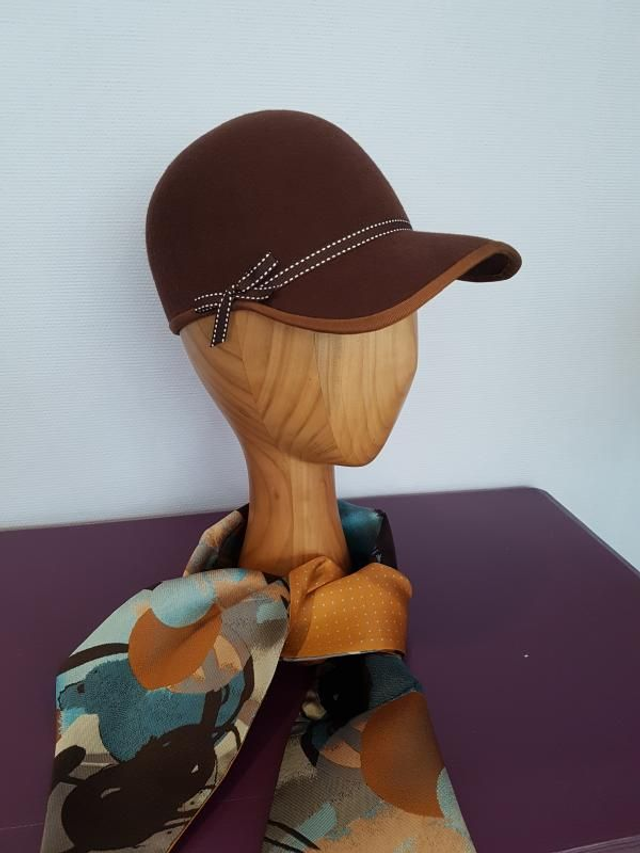 Casquette baseball feutre de laine mérinos marron