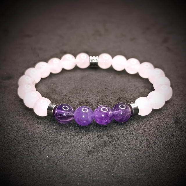 Quartz rose et améthyste