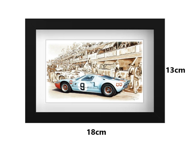 Small Framed Postcard Ford GT40 BLUE