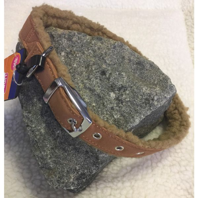 Adori vilt + lamskin halsband bruin/beige L