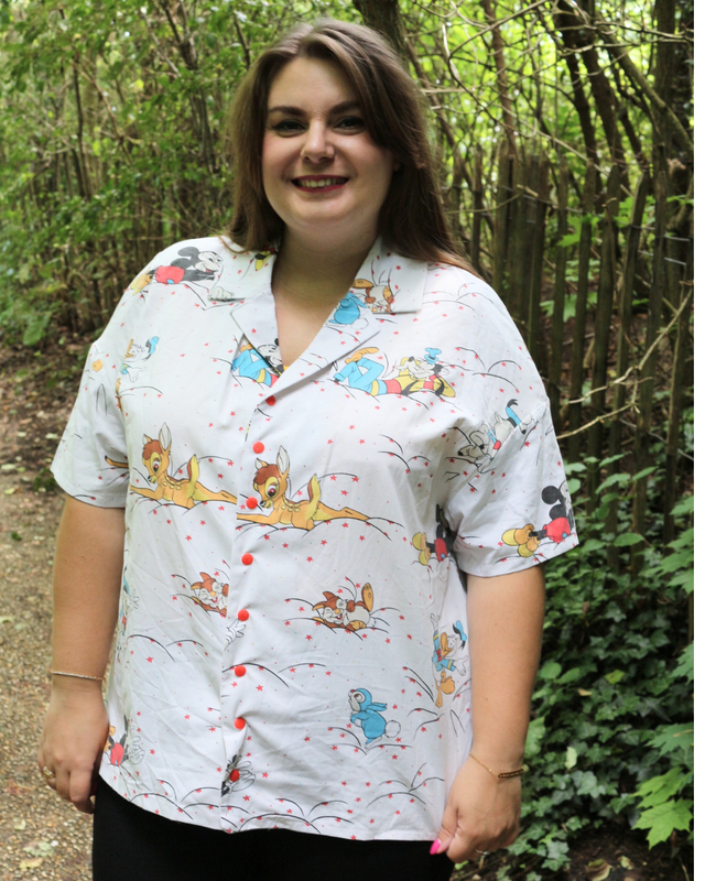 Chemise Upcyclée Oversize – Mickey Vintage avec Panpan &amp; Bambi – Taille 44 Unisexe