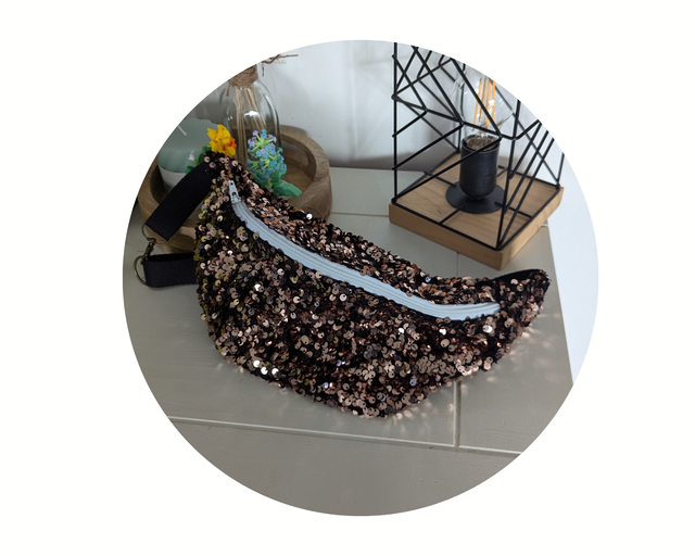 Sac banane sequins rose