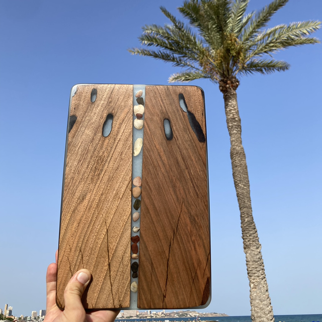 Wallnut sea themed serving and cutting board