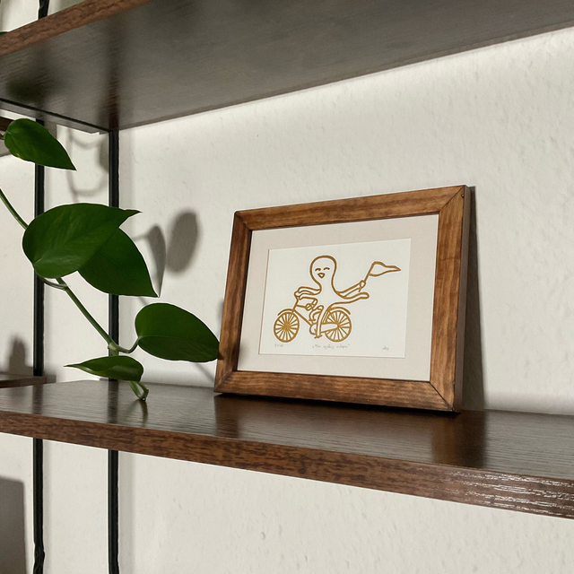 Stempeldruck "The cycling octopus" 13x18cm