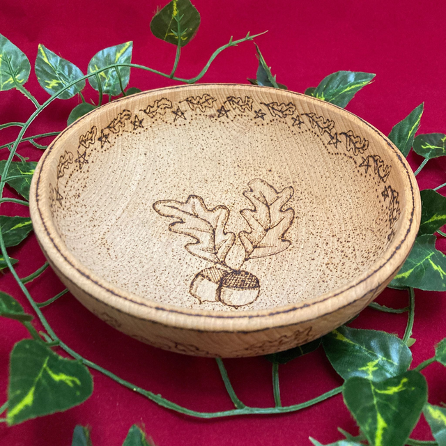 Hand Pyrographed Offering Bowl